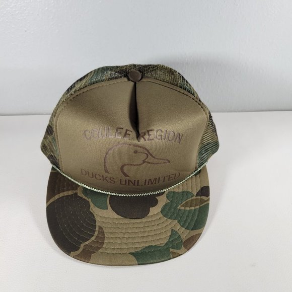 Ducks Unlimited Camo Trucker Snapback Hat Coulee Region Wisconsin Mesh Back OS - Picture 2 of 6